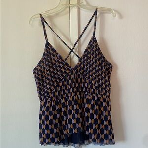 Anthropologie Mesh Knit V Neck Strappy Cami Lavender Blue Orange Tank Size S